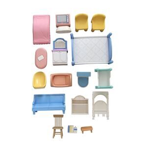 Vintage Little Tikes Dollhouse Bedroom Living Room Accessories Furniture Lot 90s